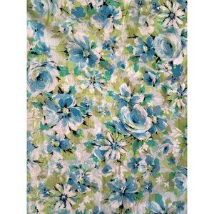 Vintage Fabric Marvelaire Blue Green Rose Floral Fabric 53 x 50